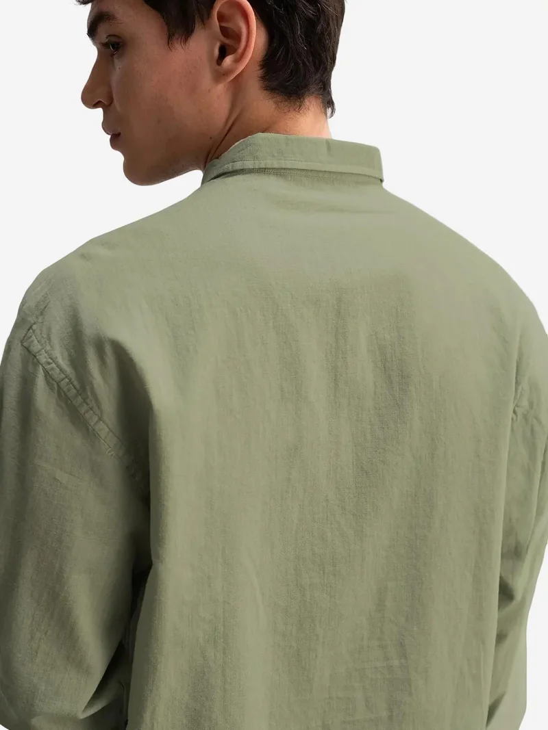 Giesto Khaki Green GIESTO Cotton Oversized Button-Up Shirt for Men | Best Price UAE